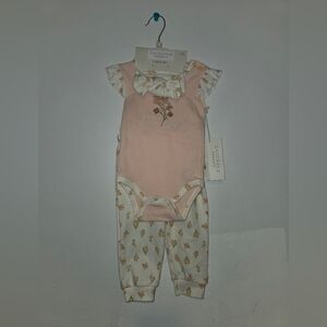 Chick Pea Pink and Cream Floral Baby Mommy's Little Love Outfit